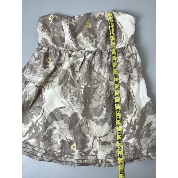 Banana Republic Strapless Silk Floral Top Size 6 A Line Babydoll Ruffle Feminine - Picture 8 of 13